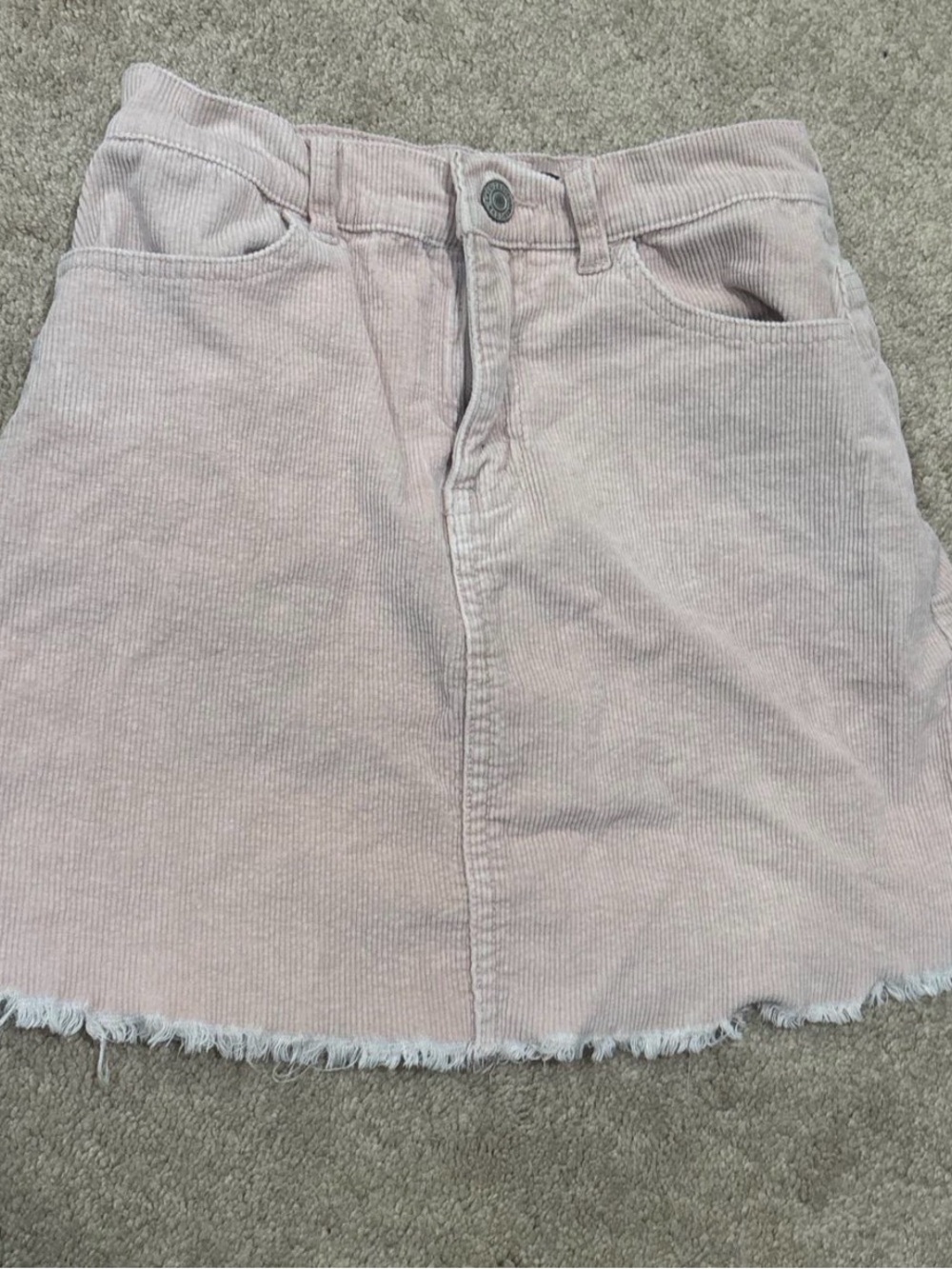 Brandy Melville Light Pink Corduroy Frayed Hem Mini Skirt